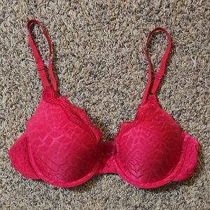 Lace Trim Red Bra